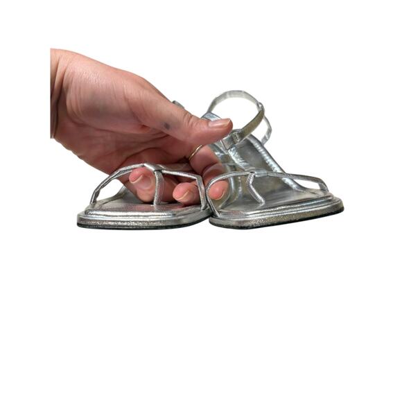 FRAME Metallic Silver Le Addison Strappy Square Toe Stiletto Sandal EU38 ~US7.5 - Picture 9 of 10